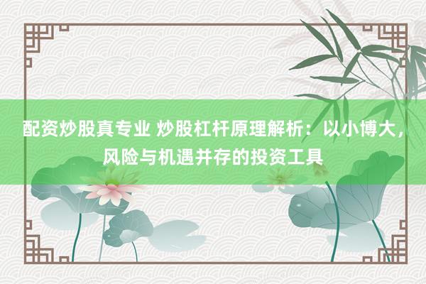 配资炒股真专业 炒股杠杆原理解析：以小博大，风险与机遇并存的投资工具