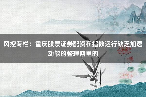 风控专栏：重庆股票证券配资在指数运行缺乏加速动能的整理期里的