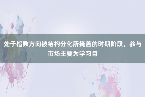 处于指数方向被结构分化所掩盖的时期阶段，参与市场主要为学习目