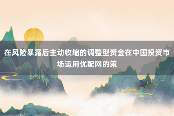 在风险暴露后主动收缩的调整型资金在中国投资市场运用优配网的策