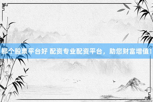 那个股票平台好 配资专业配资平台，助您财富增值！
