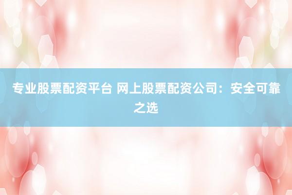 专业股票配资平台 网上股票配资公司：安全可靠之选